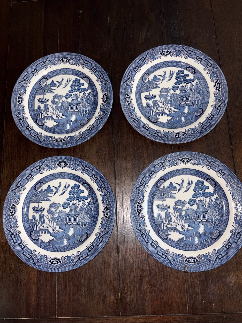 Blue and White Porcelain Dinner Plates - Set of 4